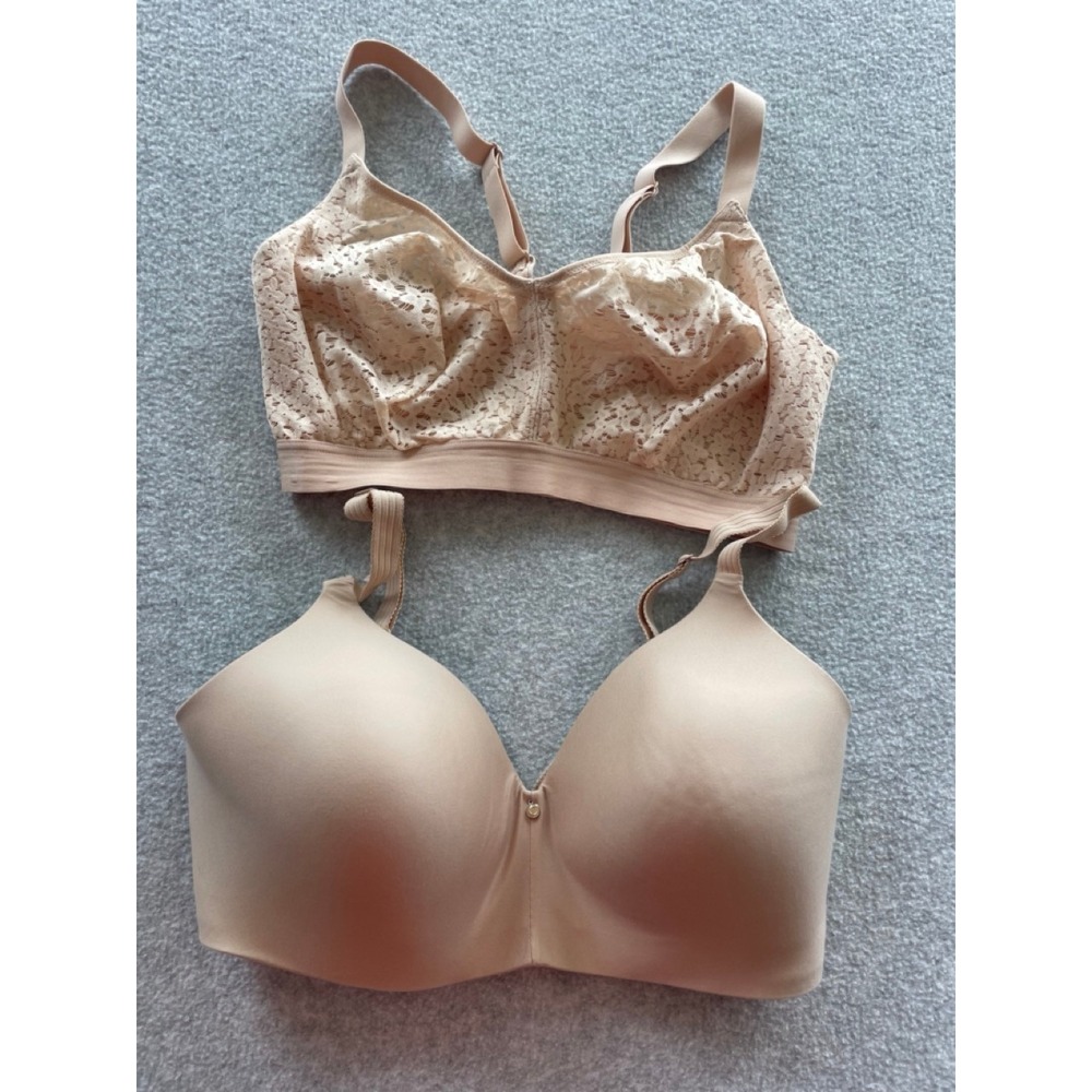 Chantelle Bra Bundle Nude Beige T-Shirt Bra and Lace Bralette 34DDD